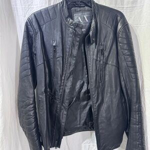 Armani Exchange Black Leather Jacket for Men
